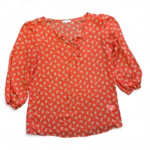 Pleione Fly Puff Sleeve Blouse with Tie Front